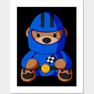 Race Car Teddy Bear Posters and Art